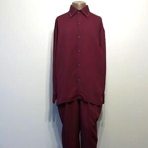 Super-Fly 2pc Burgundy long sleeves  Pants Set by Creme De Silk